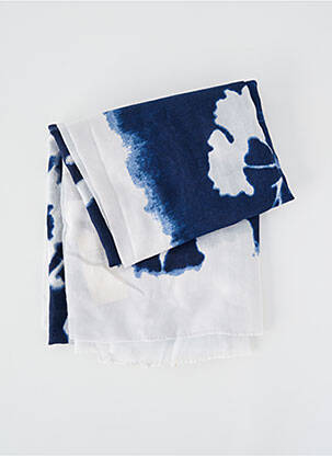 Foulard tissage popeline bleu C'EST BEAU LA VIE femme