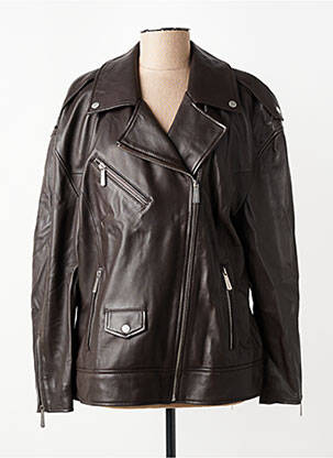 Veste en cuir poches marron OAKWOOD femme