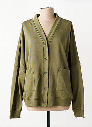 Gilet manches longues fermeture boutonnée sur le devant vert PLEASE femme