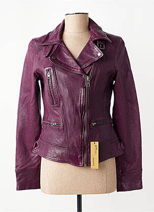 Veste en cuir poches violet OAKWOOD femme