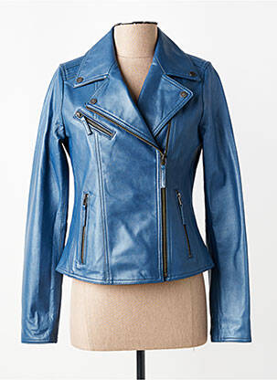 Veste en cuir coupe cintrée bleu OAKWOOD femme