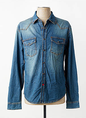 Chemise manches longues coupe droite bleu TIMEZONE homme