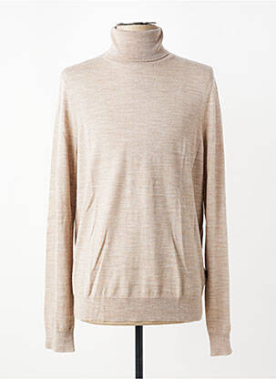 Pull col roulé coupe cintrée manches longues beige KRONSTADT homme