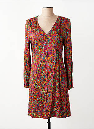 Robe courte fermeture zippée au dos manches longues orange SURKANA femme