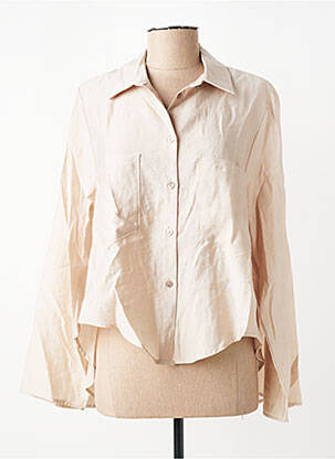 Chemisier tissage crêpe manches longues beige PLEASE femme