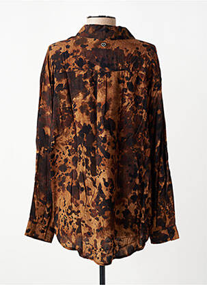 Chemisier tissage popeline manches longues marron PLEASE femme