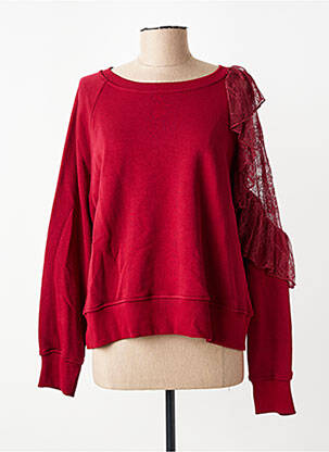 Sweat-shirt broderie manches longues rouge PLEASE femme