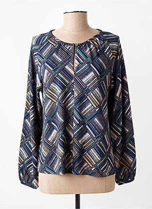 Pull tissage chiné manches longues bleu SURKANA femme
