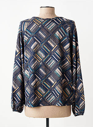 Pull tissage chiné manches longues bleu SURKANA femme