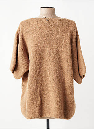 Pull col v manches courtes marron PLEASE femme