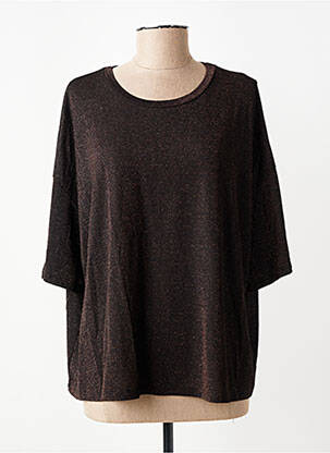 Top stretch manches courtes marron PLEASE femme