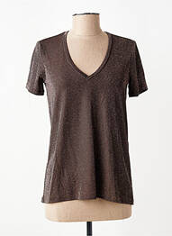 Top stretch manches courtes marron PLEASE femme