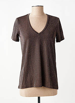 Top stretch manches courtes marron PLEASE femme