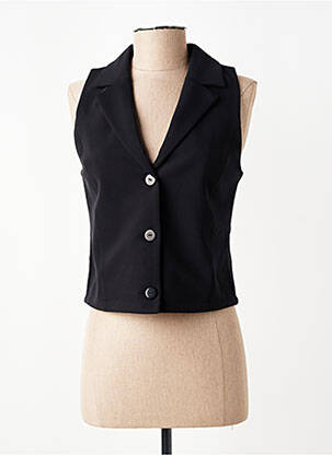 Gilet sans manche fausses poches noir HBT femme