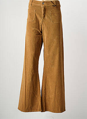 Pantalon large fermeture zippée sous rabat boutonné taille normale marron PLEASE femme