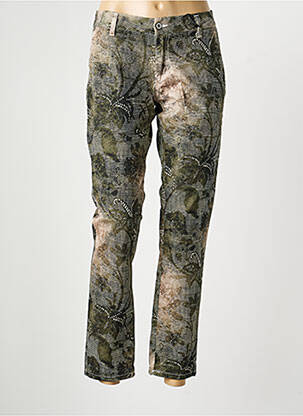 Pantalon droit stretch taille normale vert PLEASE femme