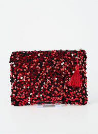 Pochette doublure textile rouge JADE & CLARISSE femme