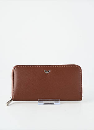 Portefeuille fermeture zippée marron LPB femme