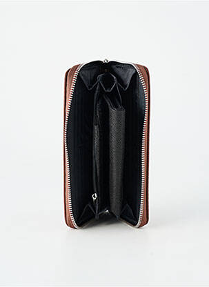 Portefeuille fermeture zippée marron LPB femme