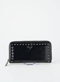 Portefeuille effet matière satinée noir LPB femme