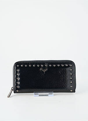 Portefeuille effet matière satinée noir LPB femme