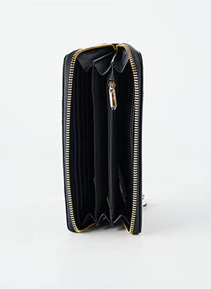 Portefeuille tissage simili-cuir noir LE TEMPS DES CERISES femme