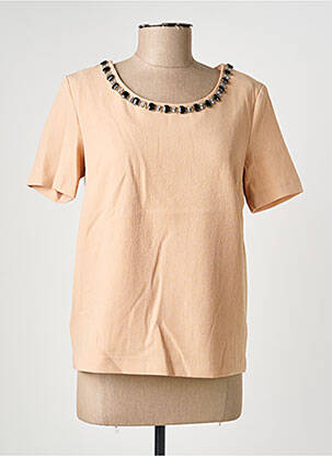Top tissage crêpe manches courtes beige SUNCOO femme