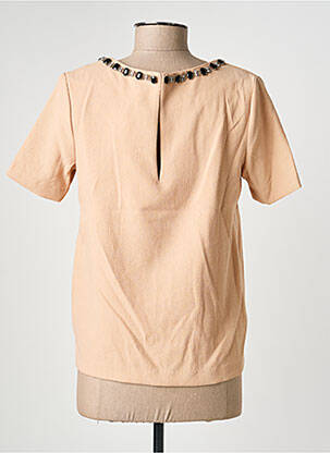 Top tissage crêpe manches courtes beige SUNCOO femme