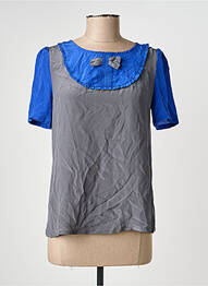 Top tissage crêpe manches courtes gris SEE U SOON femme