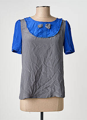 Top tissage crêpe manches courtes gris SEE U SOON femme