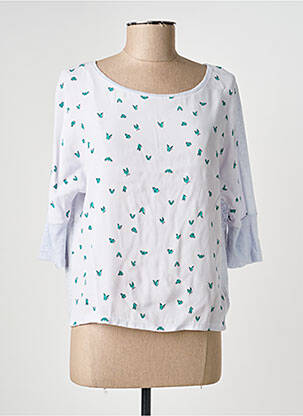 Blouse imprimé fantaisie manches 3/4 bleu MARIE-SIXTINE femme