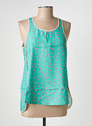 Top tissage crêpe sans manche vert SEE U SOON femme