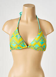 Haut de maillot de bain stretch haut soutien-gorge avec mousse de rembourrage amovible jaune PIECES femme