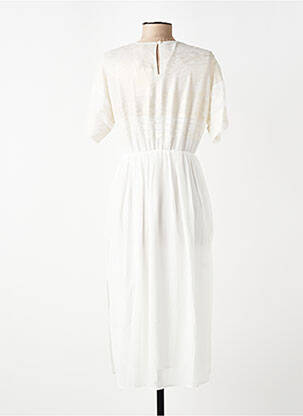 Robe mi-longue tissage crêpe manches courtes blanc SEE U SOON femme