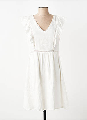 Robe mi-longue manches courtes manches courtes blanc GARANCE femme