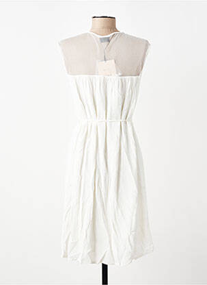 Robe mi-longue tissage crêpe manches courtes blanc VILA femme