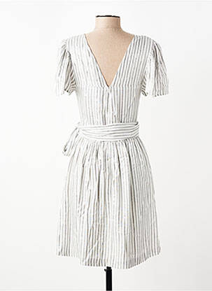 Robe mi-longue fermeture zippée au dos manches courtes blanc SUNCOO femme