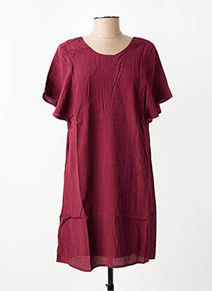 Robe mi-longue tissage crêpe manches courtes violet VILA femme