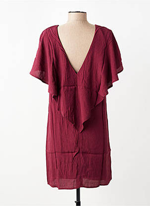Robe mi-longue tissage crêpe manches courtes violet VILA femme
