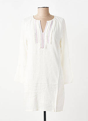 Robe courte manches longues manches longues blanc COLOR BLOCK femme