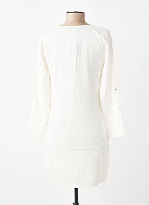 Robe courte manches longues manches longues blanc COLOR BLOCK femme