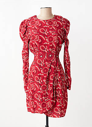 Robe mi-longue imprimé fantaisie manches longues rouge SUNCOO femme