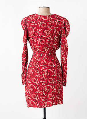 Robe mi-longue imprimé fantaisie manches longues rouge SUNCOO femme