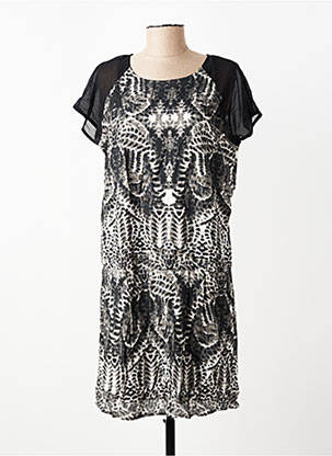 Robe mi-longue tissage crêpe manches courtes gris VILA femme