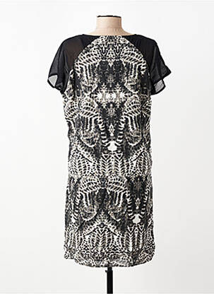 Robe mi-longue tissage crêpe manches courtes gris VILA femme