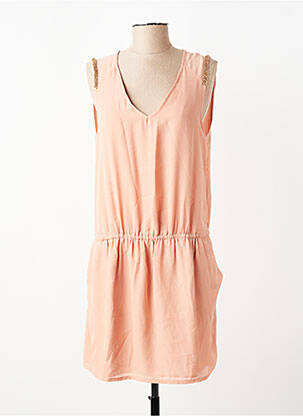 Robe mi-longue sans manche sans manche rose COLOR BLOCK femme