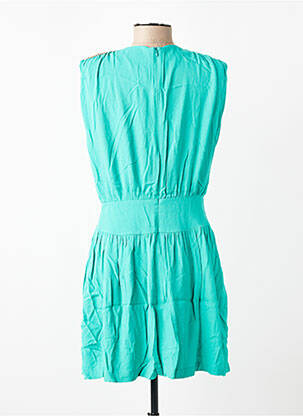 Robe courte fermeture zippée au dos manches courtes vert COLOR BLOCK femme