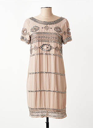 Robe mi-longue manches courtes manches courtes marron VILA femme