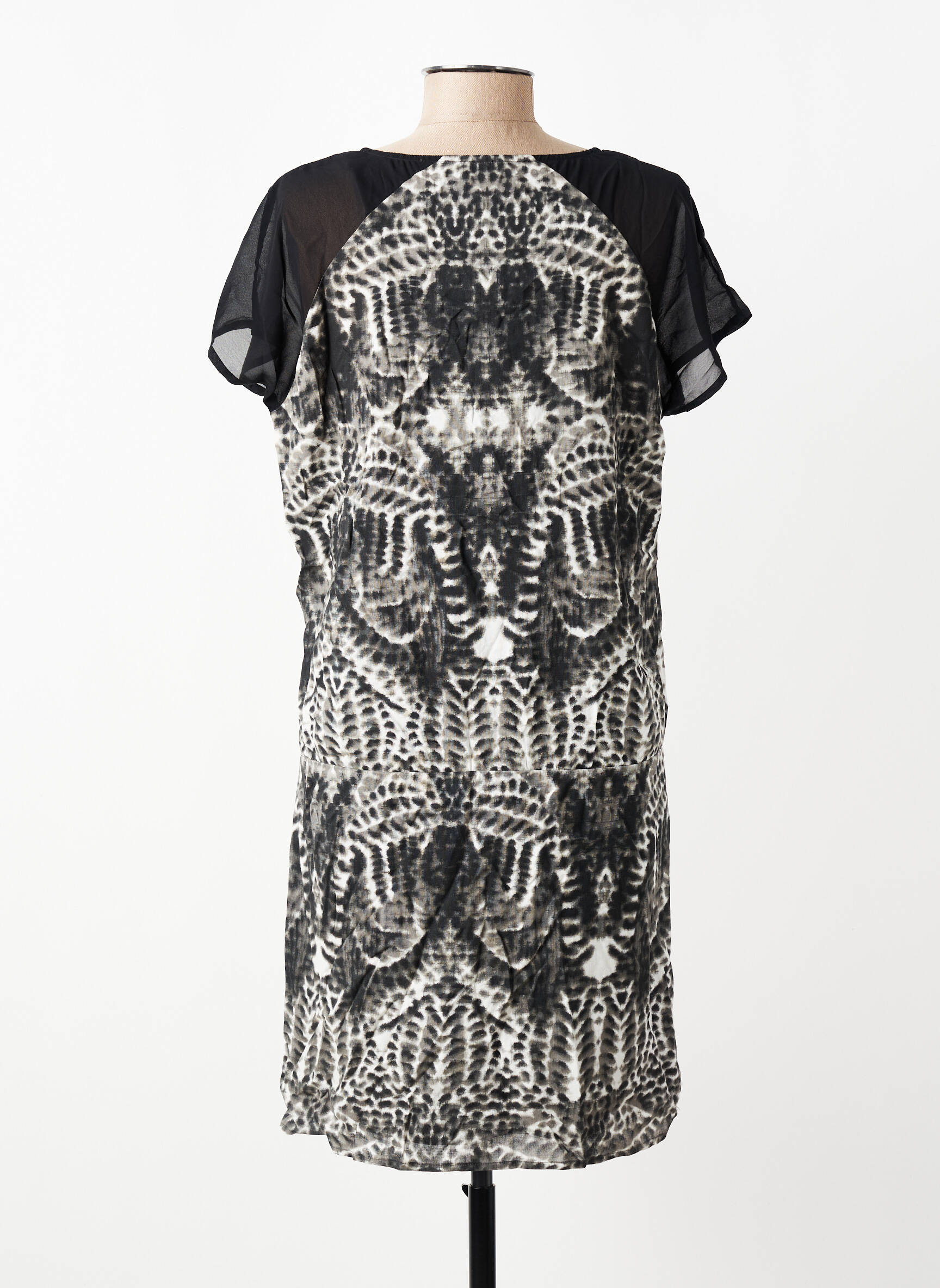 Robe mi-longue tissage crêpe manches courtes gris VILA femme