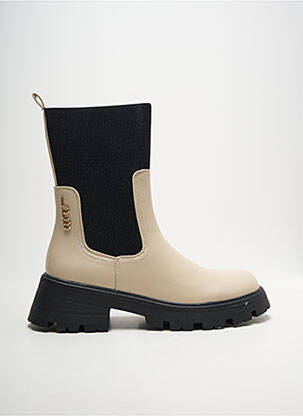 Bottines/boots tissage satiné talon de 4 à 6cm beige LES P'TITES BOMBES femme